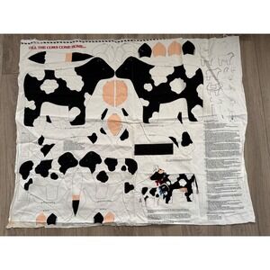 Vintage VIP Cranston Print Works Cow Calf Fabric Panel Till The Cows Come Home
